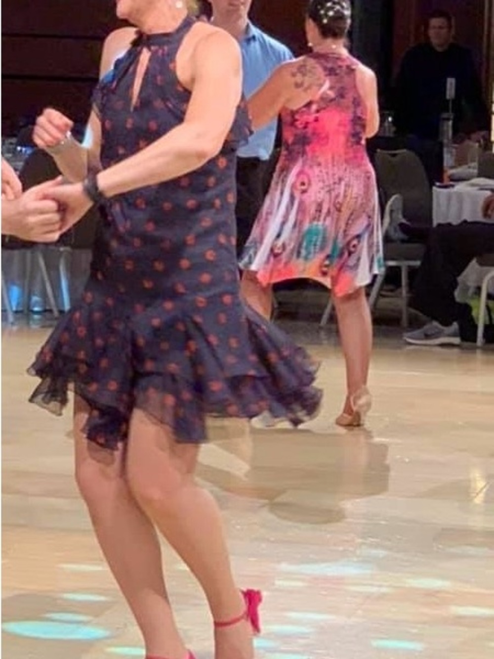 Eva Franco Navy Dress with Red Dots - Picture 3 of 4